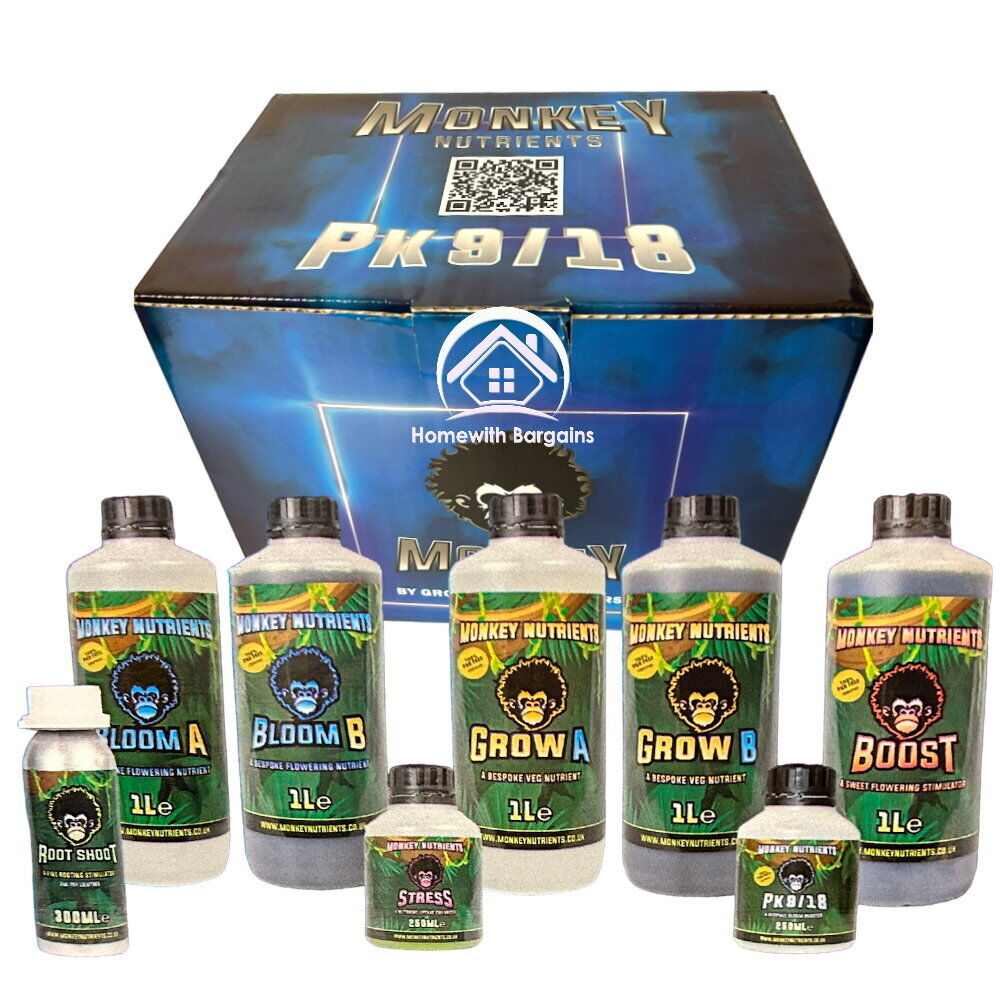MONKEY NUTRIENTS STARTER PACK Complete Kit Grow to Bloom Soil or Coco Plant Feed