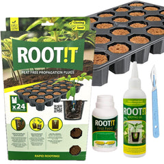 ROOT!T Peat Free 24 Plug Filled Tray, Root it Rooting Gel, First Feed
