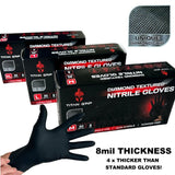 BLACK NITRILE GLOVES 8 MIL EX STRONG PPE TATTOOIST MECHANIC LATEX & POWDER FREE