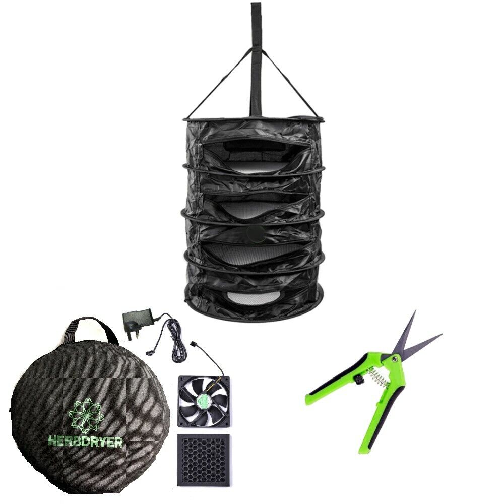HERB DRYER Bud Odour Control Drying Fan, Carbon Filter, Dry Rack Net Hydroponics