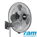 RAM 18" Heavy Duty Wall Fan 3 Speed - Home, Office, Grow Room Fan, Hydroponics