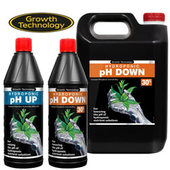 Growth Technology pH Up & Down Water Control Solution Hydroponics 1L 5L