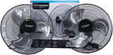 2 x WHISPAIR Extreme Fan Heavy Duty Wall Mounted Fans TWIN PACK 100w 3 Speed