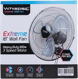 2 x WHISPAIR Extreme Fan Heavy Duty Wall Mounted Fans TWIN PACK 100w 3 Speed