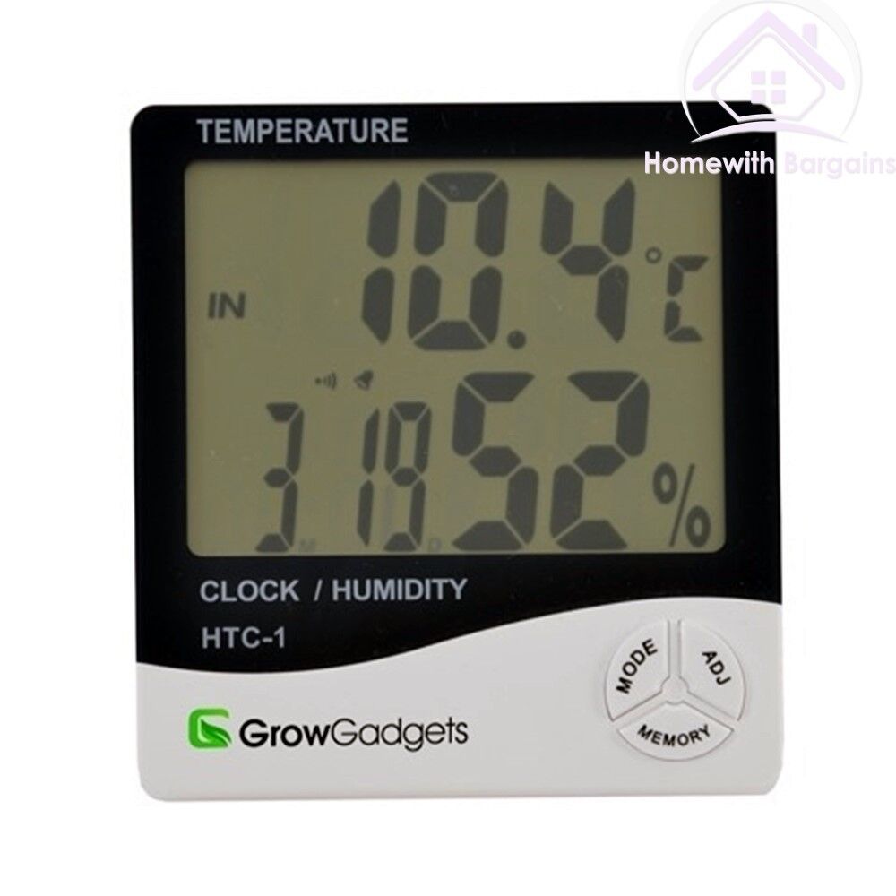 Digital Room Thermo Hygrometer Indoor Growroom Min/Max HumidityTemperature Clock