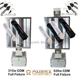 315w 630w CDM CMH Digital Omega Ballast FULL FIXTURE 3000k or 4000k Hydroponics