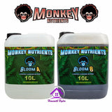 MONKEY NUTRIENTS Grow or Bloom A+B Base Nutrient Hydroponics Soil Coco 10 Litres