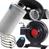 4" PRO Air Odour Control Kit: In-Line Extractor Fan Carbon Filter Combi Ducting