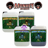 MONKEY NUTRIENTS Grow or Bloom A+B Base Nutrient Hydroponics Soil Coco 5 Litres