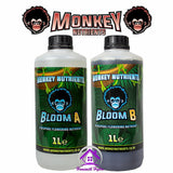 MONKEY NUTRIENTS Grow or Bloom A+B Base Nutrient Hydroponics Soil Coco 1 Litres