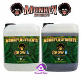 MONKEY NUTRIENTS Grow or Bloom A+B Base Nutrient Hydroponics Soil Coco 5 Litres