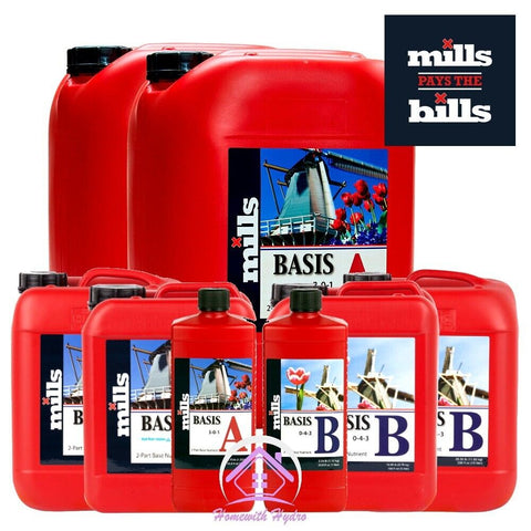 Mills Nutrients Basis A & B Plant Feed: Soil, Coco, Hydroponics - 1L, 5L, 10L