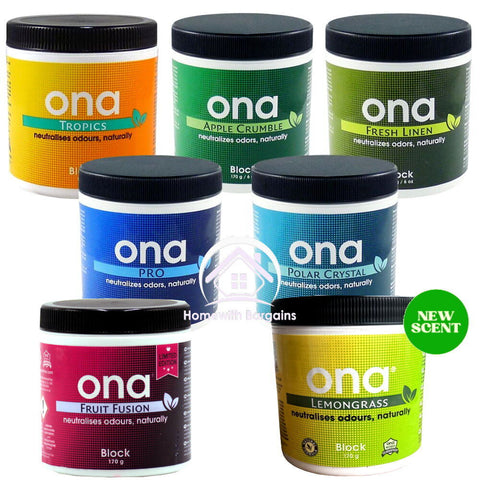 ONA 170g Block Odour Control Neutraliser Eliminate Smells ALL SCENTS Hydroponics