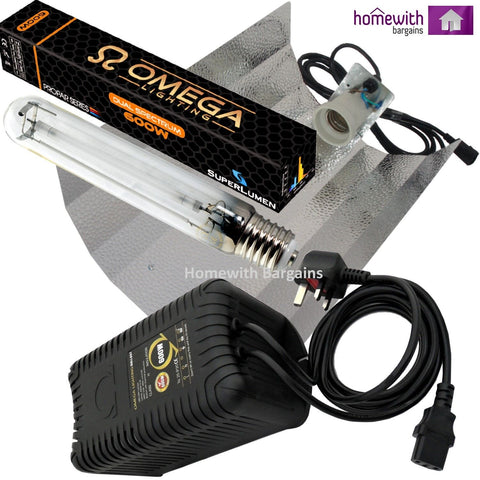 600w Grow Light Kit Omega PRO-V Ballast, HPS Dual Spectrum Lamp, Reflector Shade