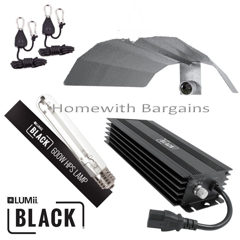 600w LUMii BLACK Dimmable Digital Ballast Grow Light kit HPS Dual Spectrum Bulb