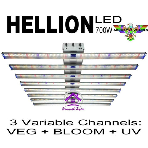 HELLION 700w LED Variable Full Daylight Spectrum 3 Channel Grow, Bloom, UV Light