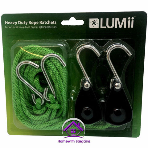 Lumii Heavy Duty JUMBO Rope Ratchets 130KG Grow Light Reflector Hanger Pulley