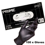 PRIME Nitrile Examination Black STRONG Gloves Latex & Powder Free 100 Lge Boxed