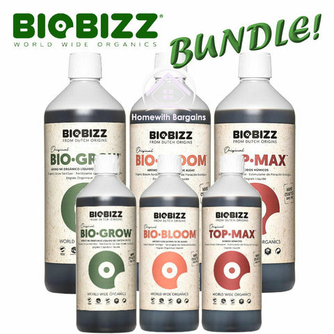 Biobizz Grow, Bloom, Top Max: 250ml 500ml 1L Bundle Organic Plant Nutrients