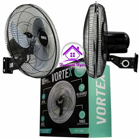 Vortex 18" Wall Fan 3 Speed Oscillating HEAVY DUTY 65w Hydroponics