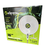 Krystal 16” Oscillating Pedestal Fan (Cross X Base)